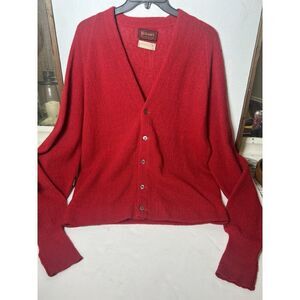 Rutlands Lord Jeff Vintage 100% Alpaca Red Cardigan‎ Sweater Men’s L.      Z